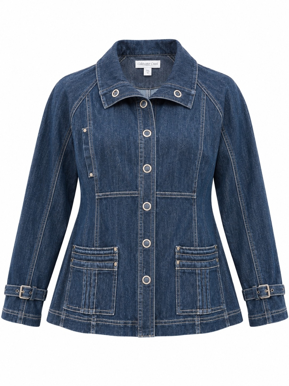 COLDWATER CREEK | Dark Wash Stretch Jean Denim Chore Jacket | Petite XL 18